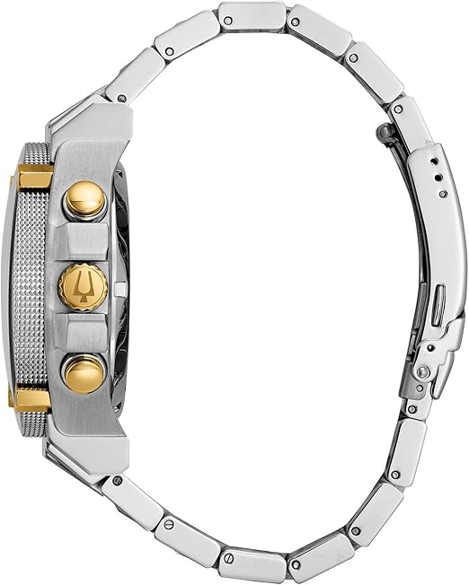 Bulova Men's Icon High Precision Quartz Chronograph Watch, Curved Mineral Crystal, 300m Water Resistant, Continuous Sweeping Secondhand, Luminous Markers