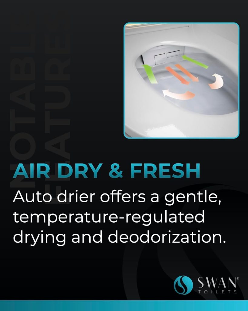 SWAN S-PRO Bidet Toilet - Air Dry & Fresh - Auto drier offers a gentle temperature-regulated drying and deodorization