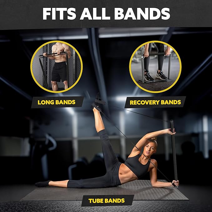 Portable Resistance Band Bar - Steel Resistance Bar for Resistance Bands - Resistance Bar for Working Out - Dual Cable Machine Bar - Straight Bar Cable Attachment - Adjustable from 38" to 26"