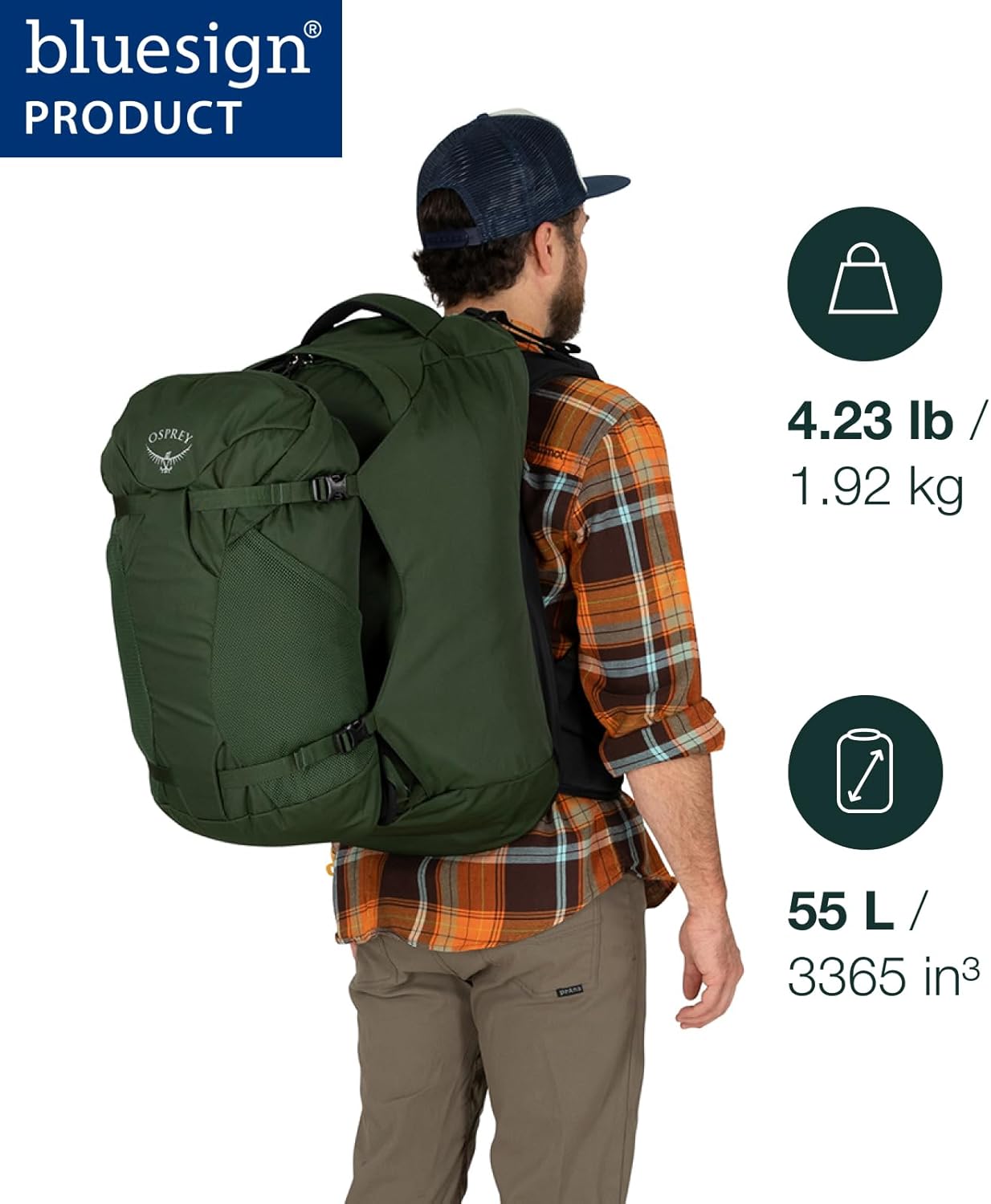 Osprey Farpoint 55L Men's Travel Backpack, Tunnel Vision Grey