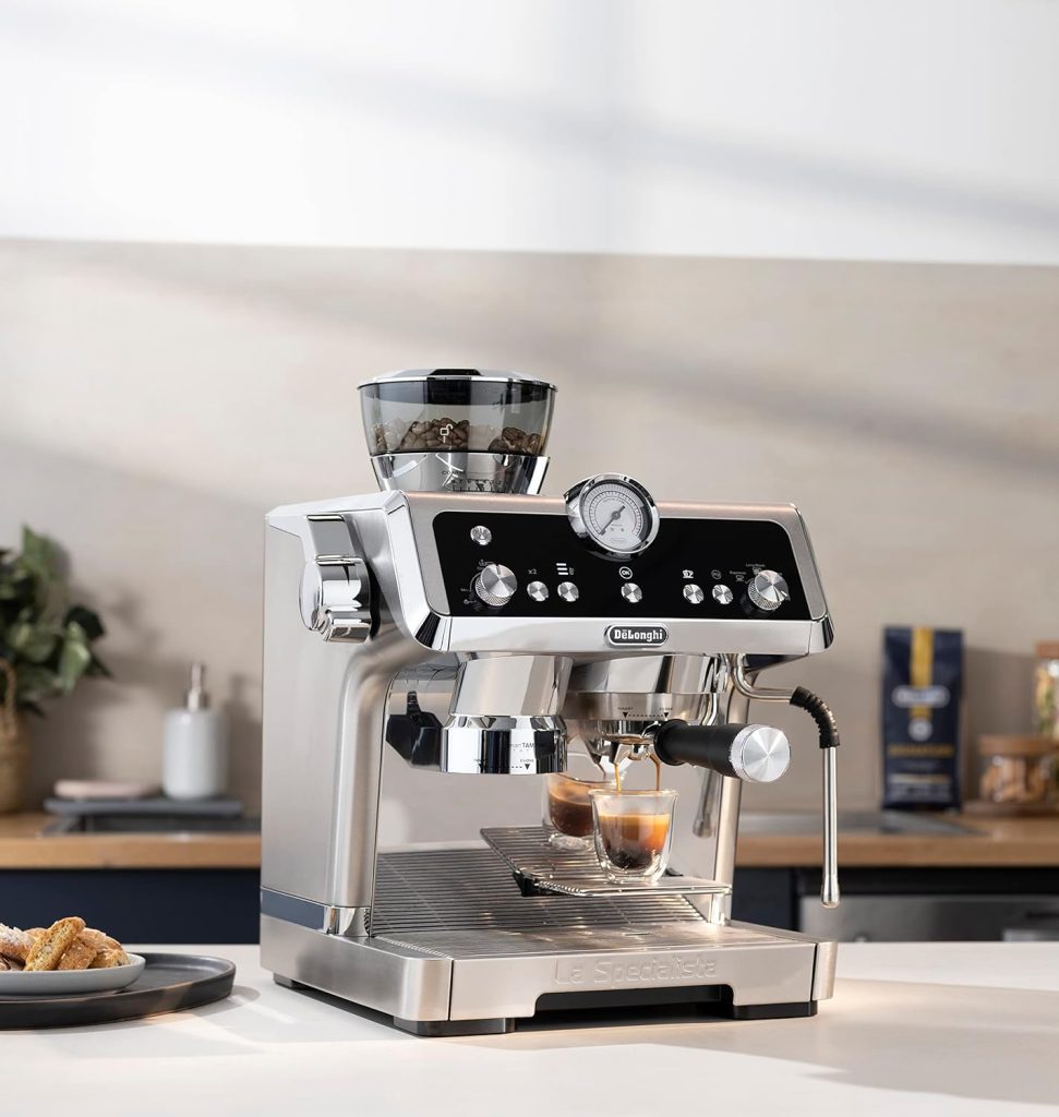 De'Longhi La Specialista Espresso Machine with Sensor Grinder, Dual Heating System, Advanced Latte System & Hot Water Spout for Americano Coffee or Tea, Stainless Steel, EC9335M, 1.3 liters