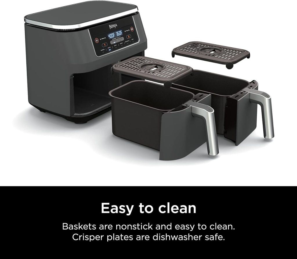 
Ninja DZ201 Foodi 8 Quart 6-in-1 DualZone 2-Basket Air Fryer with 2 Independent Frying Baskets, Match Cook & Smart Finish to Roast, Broil, Dehydrate