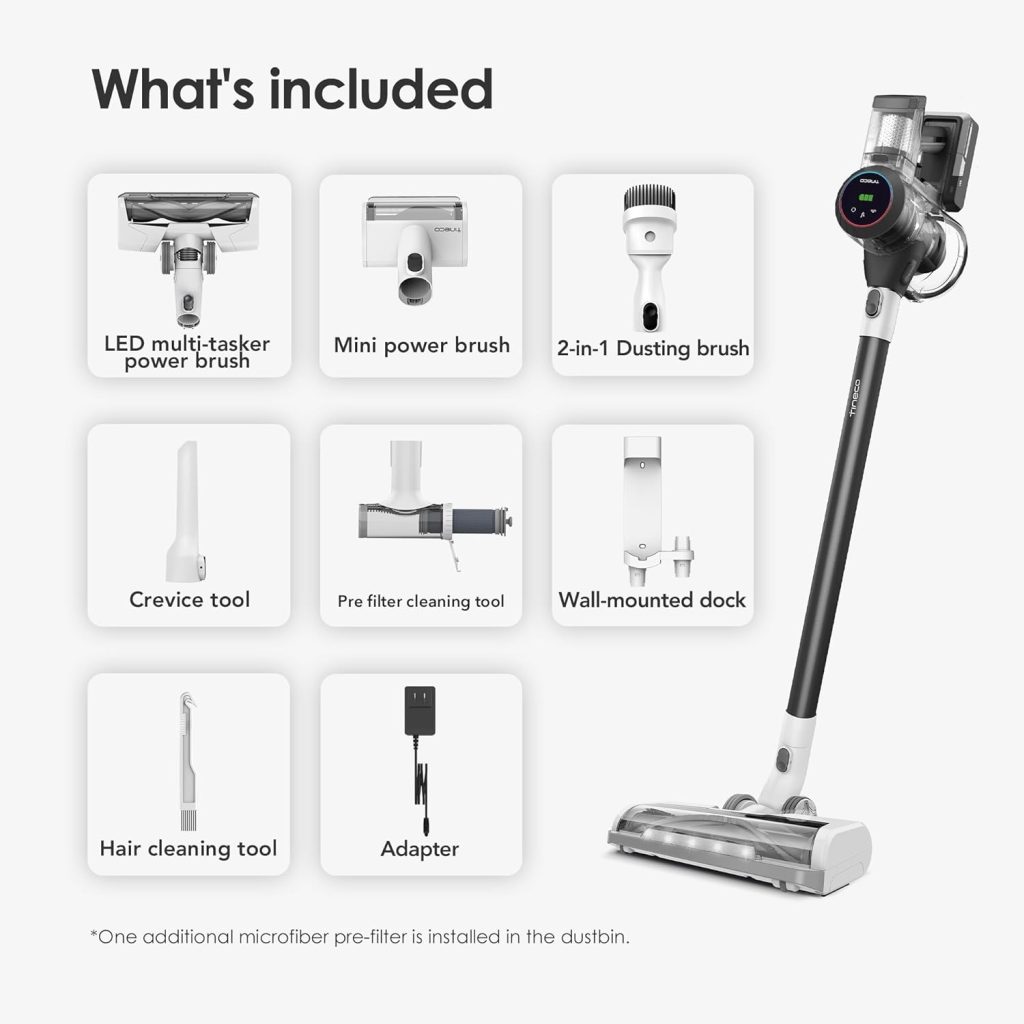 Tineco Pure ONE S11 Cordless Vacuum Cleaner, Smart Stick Handheld Vacuum Strong Suction & Lightweight, Cordless Handheld Vacuum Deep Clean Hair, Hard